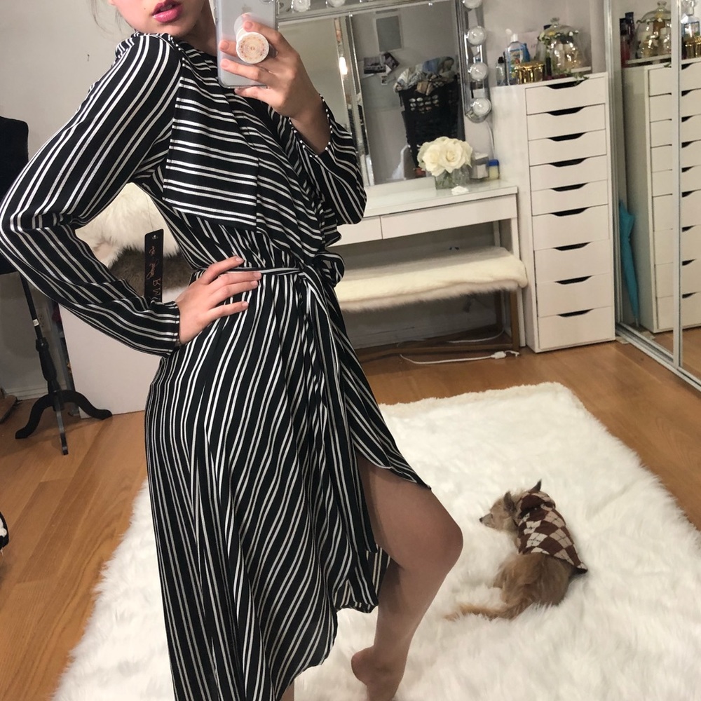 Stripped Wrap Dress or Long Cardigan